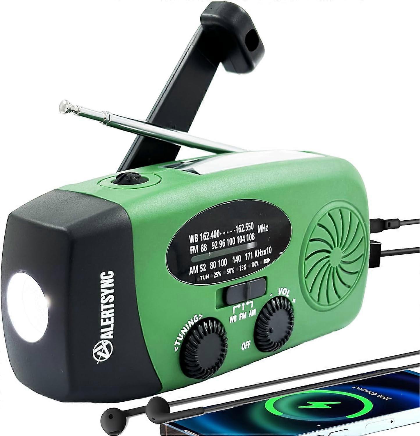 2024 Upgrade 5000mah Alertsync NOAA Weather Emergency Radio with Solar Charging, AM FM Hand Crank Windup Radio SOS