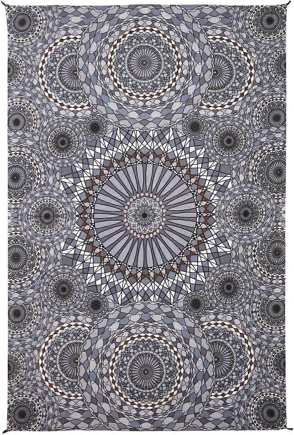 Geometric Rings Taptry Tablecloth Beach Sheet - Grey GU 1396