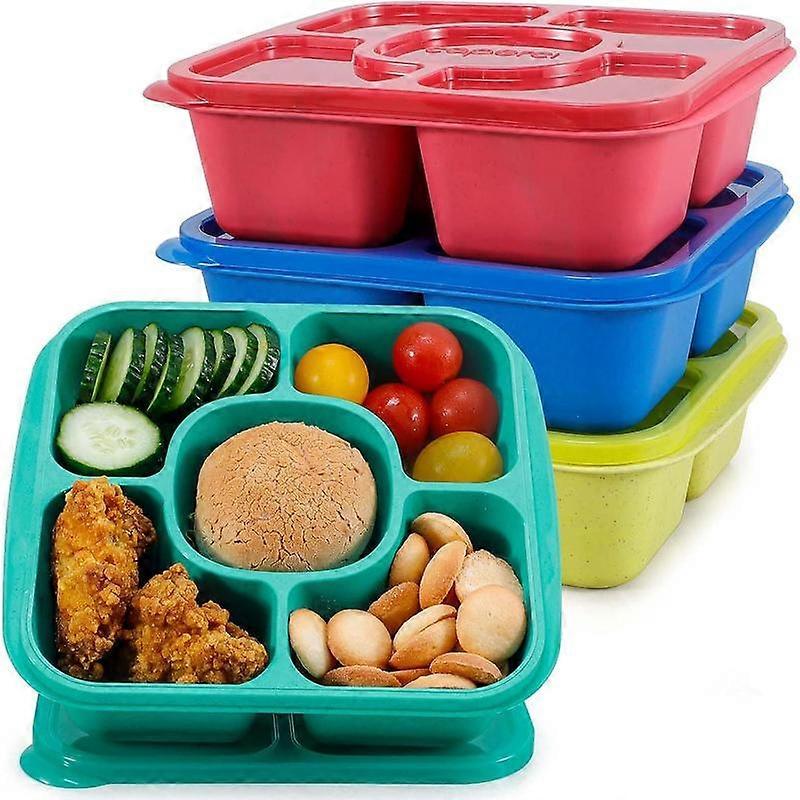 Snack Containers for  & Adults -  Lunchable Container with 5 Compartment -  Bento Snack Boxes for  Storage & Meal Prep, Wheat Straw, Set of 