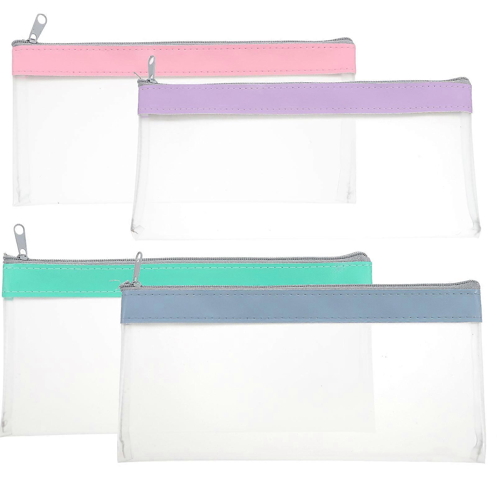 Clear Money Pouch for Budgeting Use with Zipper 4Pcs Durable Transparent Wallet