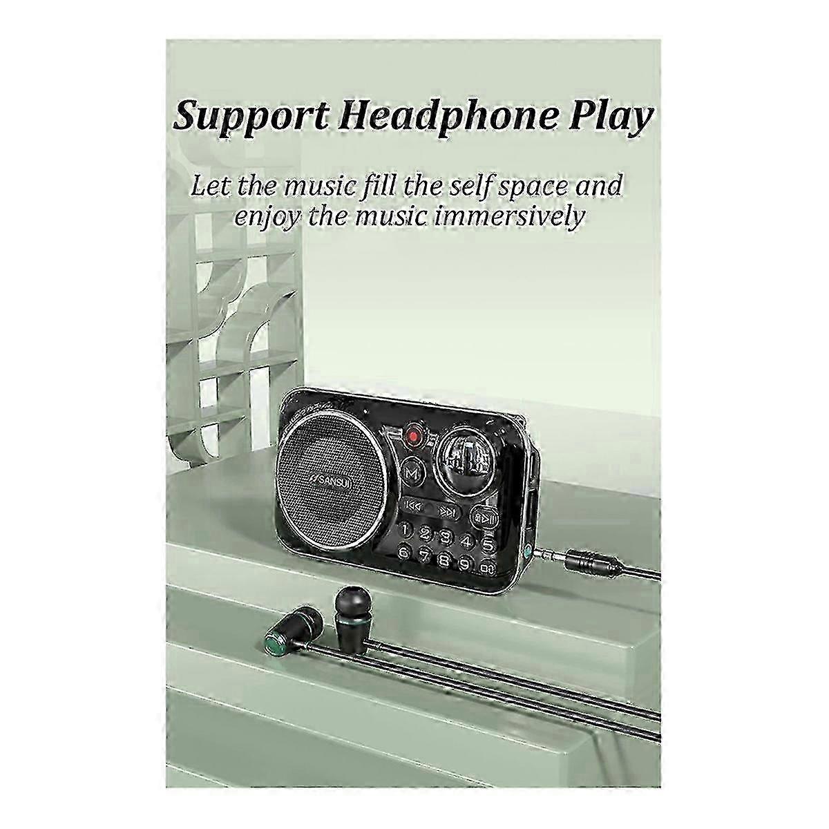 SANSUI FM Radio Bluetooth 5.0 Speaker Radio for the Elderly HiFi TF/USB MP3 Music Player Support Rec 2025