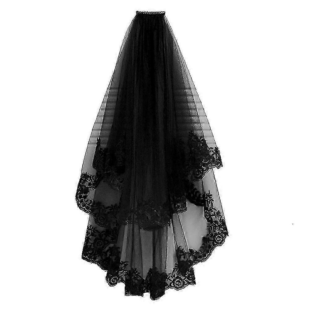 נשים הינומה קפלה תחרה שמלות כלה מסרק קצר