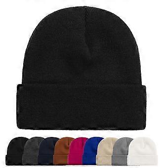 Womens Knit Beanie Hat Unisex Adult Beanies Stretchy Winter Ski Cap Soft Warm Cuffed Beaniec