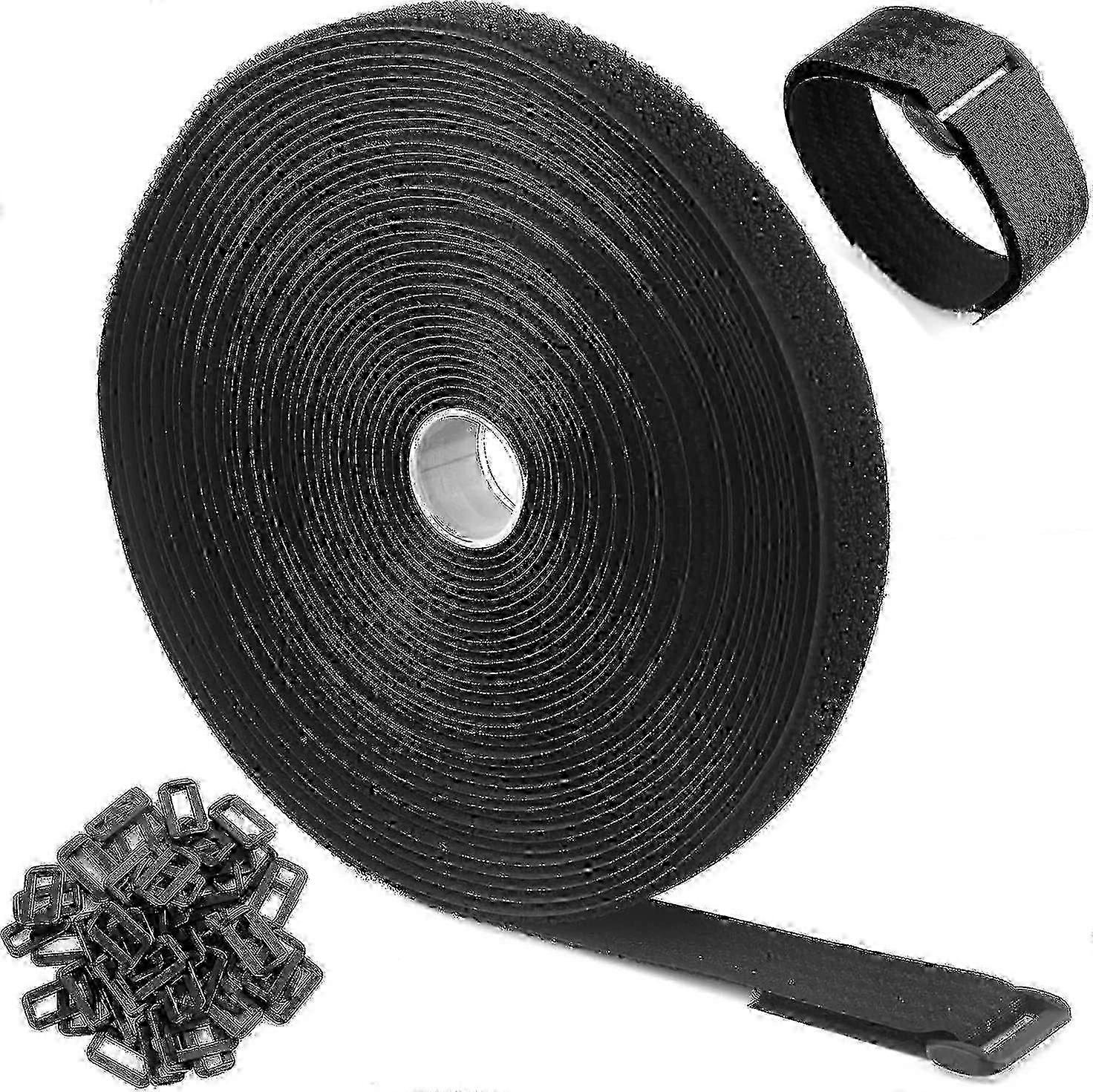 10m Hook And Loop Tape With 50 Buckle, Free Cut Length Hook And Loop Cable