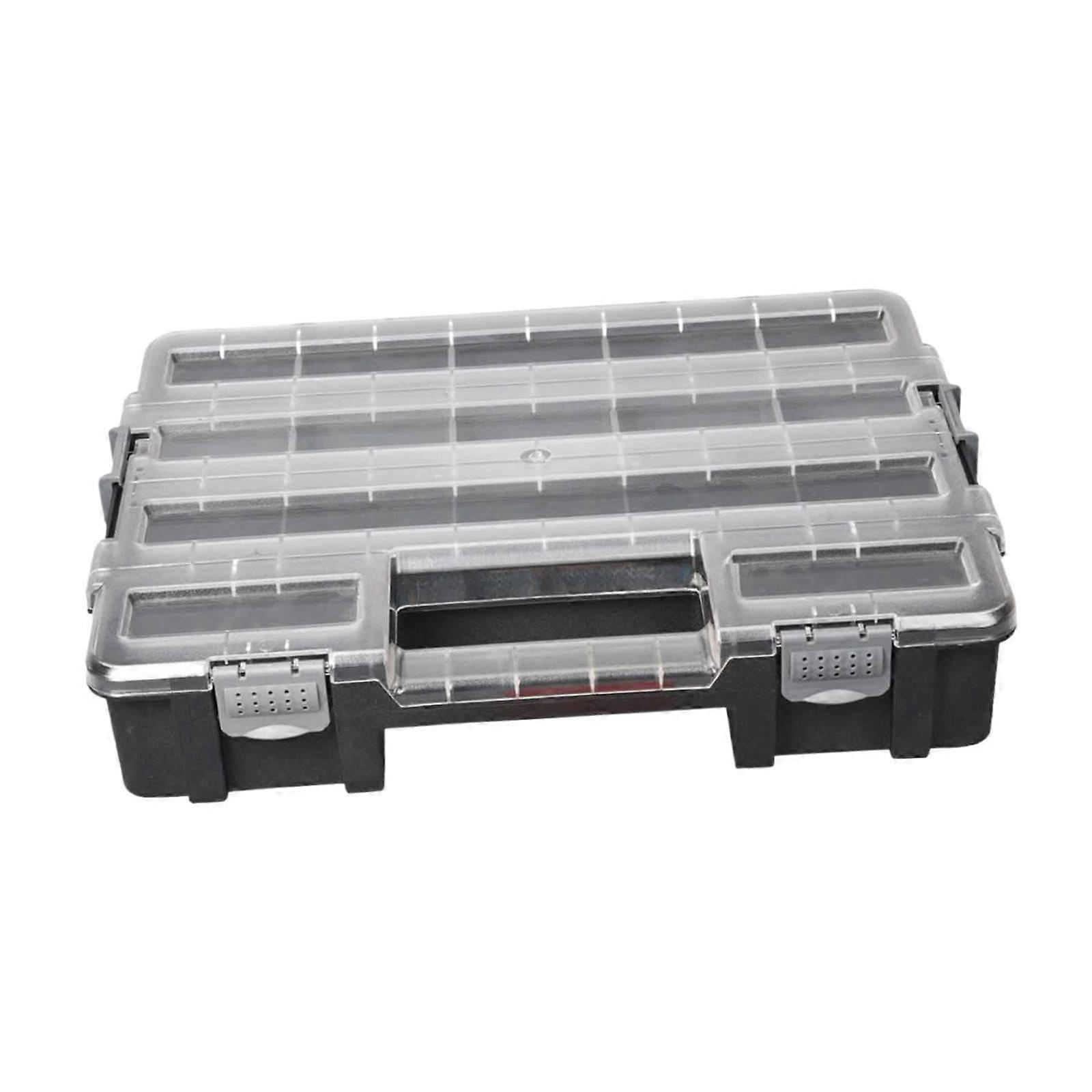 Transparent Plastic Tool Organizer Box Adjustable Compartment Secure Lock Ergonomic Handle for Hardware Accessories Multicolor