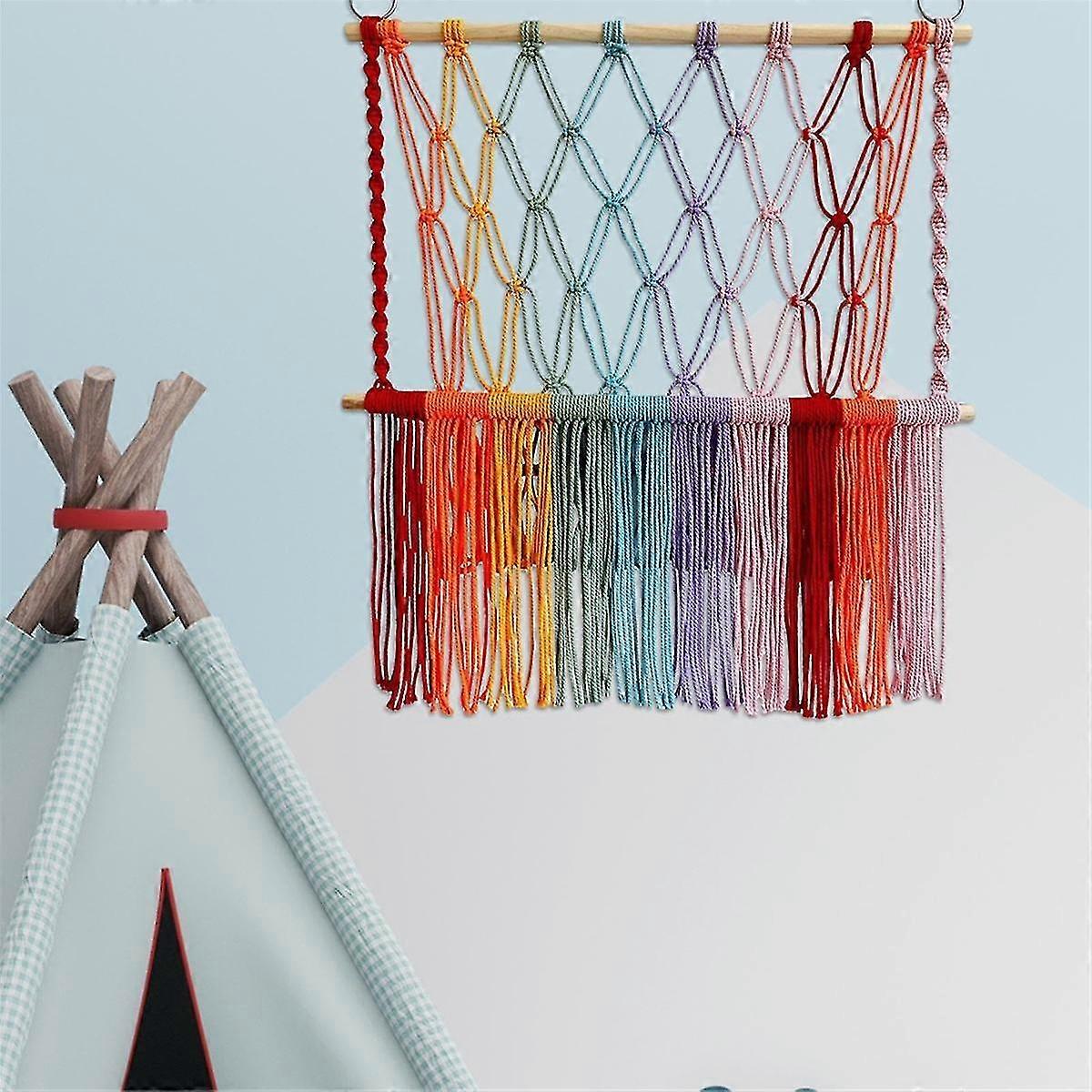 Stuffed Hammock Tapestry Space Saving Boho Macrame Wall Hanging Handwoven Plush Toys Holder Net for Play Room Decor,B