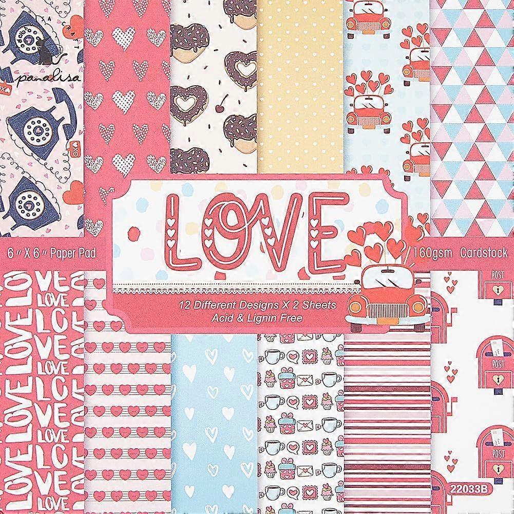 24Pcs Origami Paper Scrapbook Paper Pad Love Heart Colorful Paper 6"6Single-Sided Colored Patterned Paper Decorative Craft Paper for Background Diary 