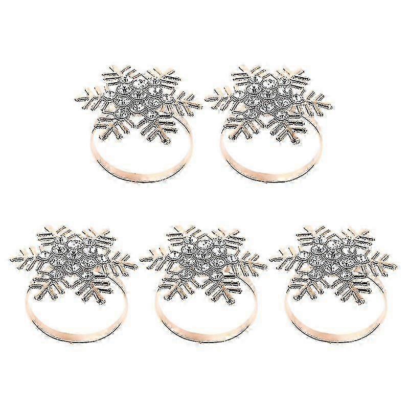 5pcs Snowflake-Shaped Napkin Buckles for Christmas Decor
