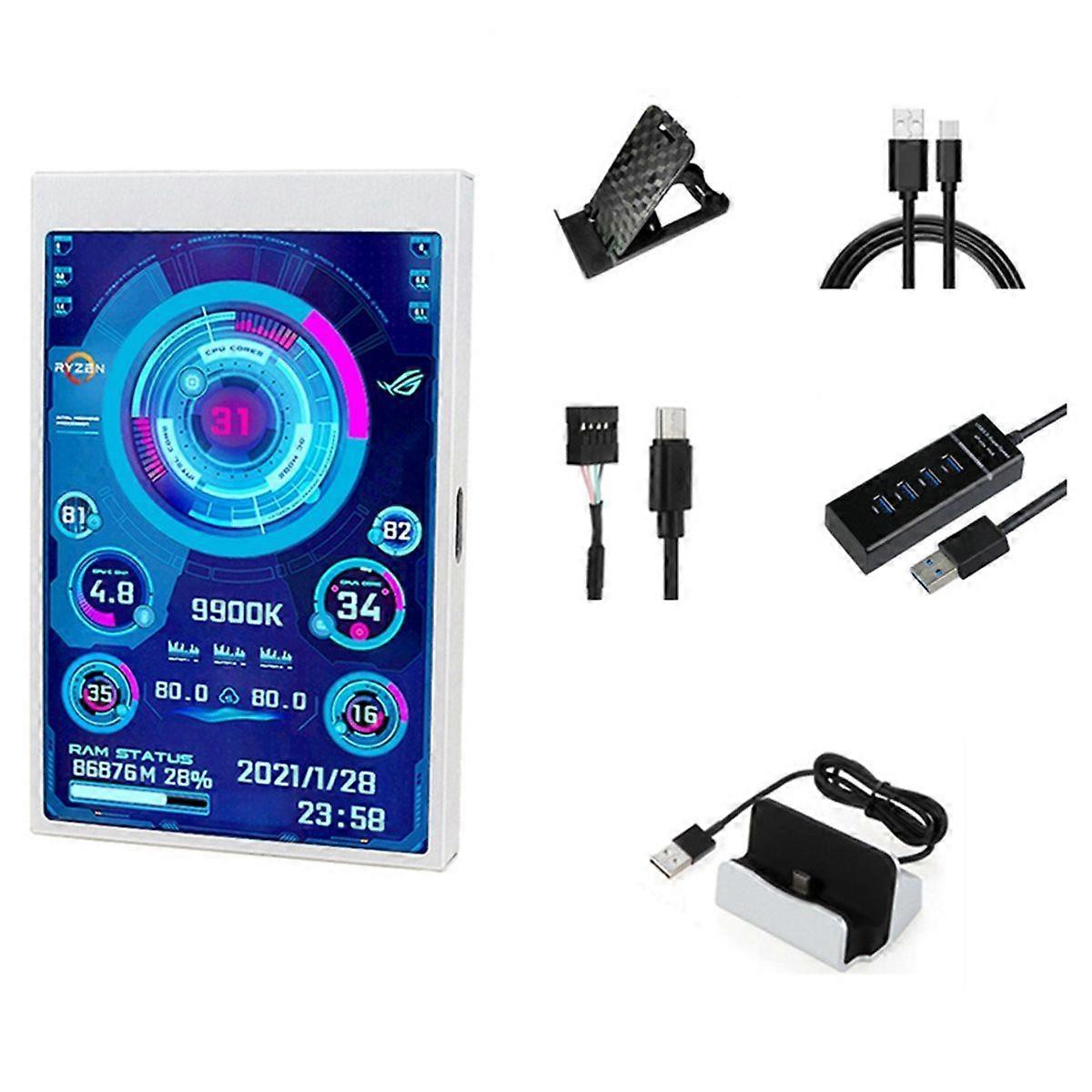 3.5 Inch IPS USB Secondary Screen for Computer CPU GPU RAM HDD Data Monitor Type-C LCD Monitor AIDA