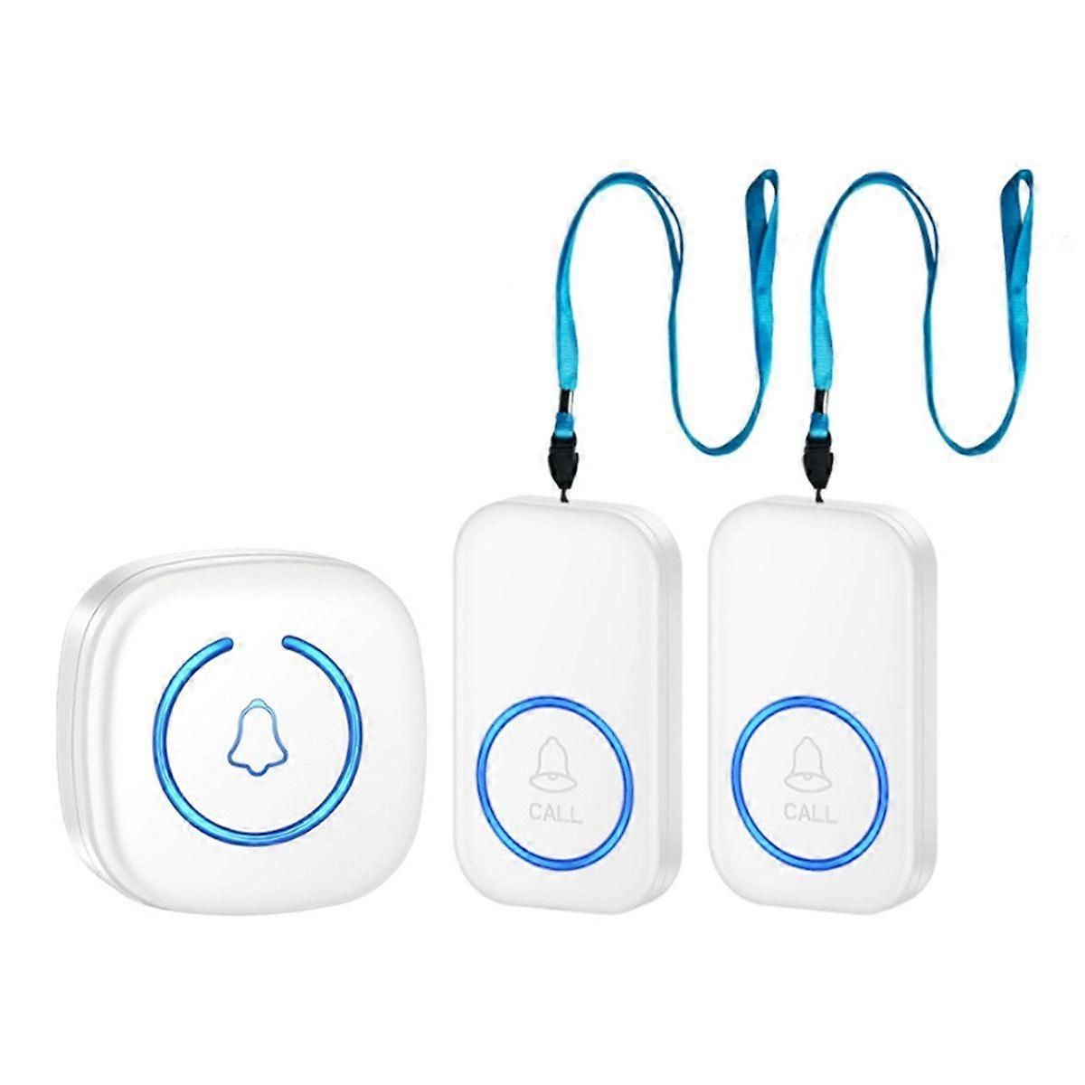 Wireless Lanyard Button Pager Emergency SOS Pager Emergency Call Button for Kids Elderly Call System EU Plug White