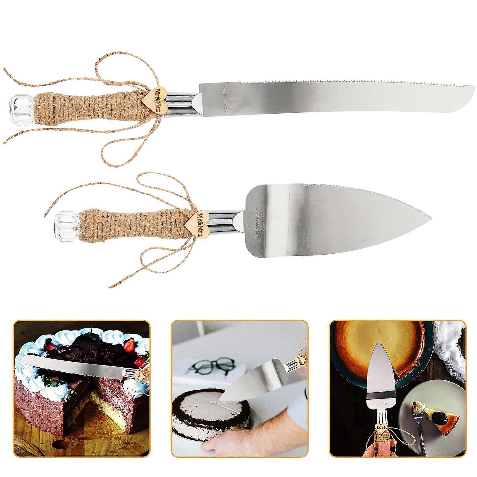 Wedding Cake Cutter Creative Cake Cutting Tool for Wedding Use 2Pcs Silver