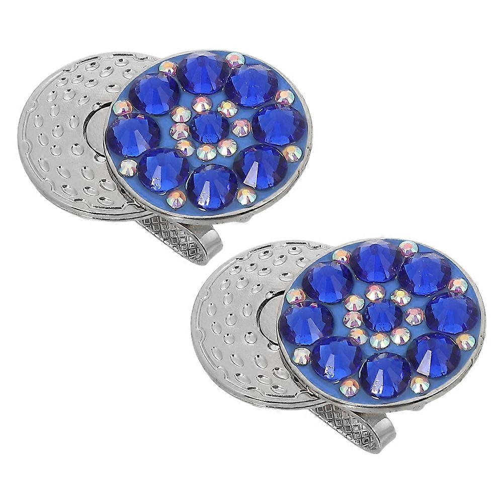 6Pcs Blue Crystal Golf Ball Marker Clip for Hats Durable Accessory