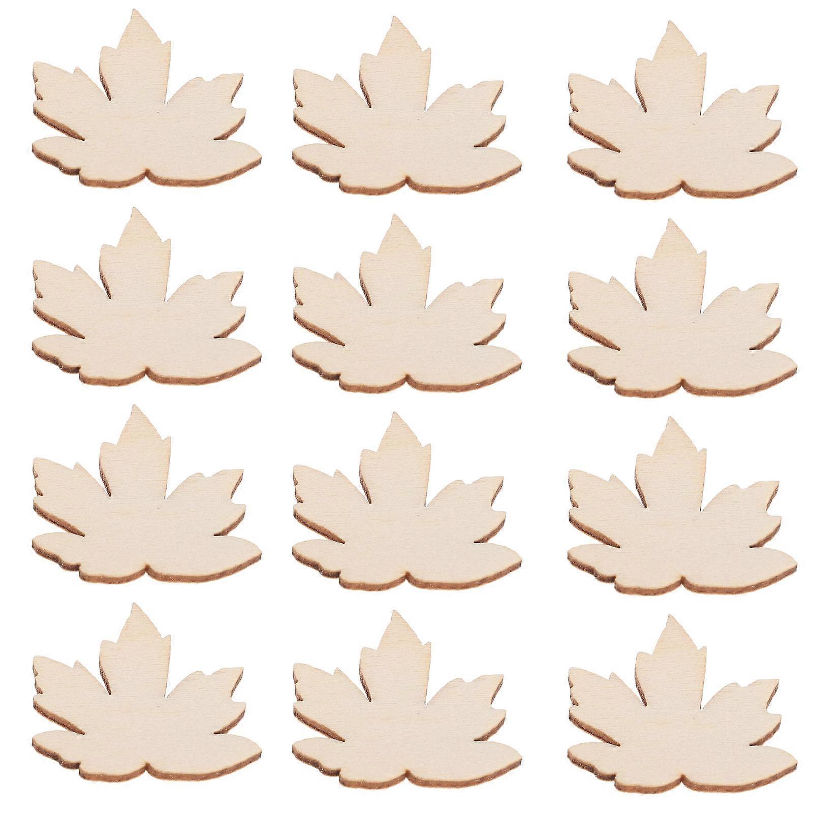 Beige Wood Maple Leaf Cutouts for Fall Craft Projects 100Pcs DIY Leaves