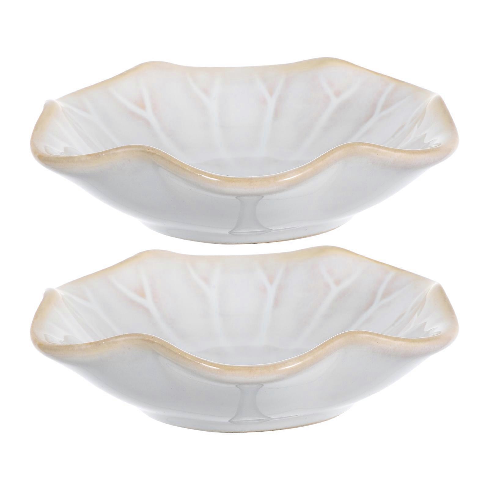 Lotus Leaf Shaped Ceramic Jewelry Tray for Organizing 2Pcs Versatile