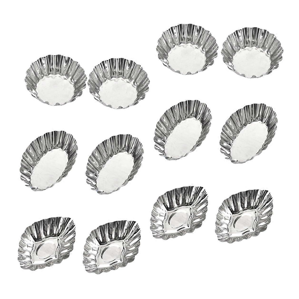 12pcs Stainless Steel Egg Tart Molds with Fluted Design for Easy Release, Reusable Baking Cups for Custard Tarts, Cupcakes, Puddings and Cookies