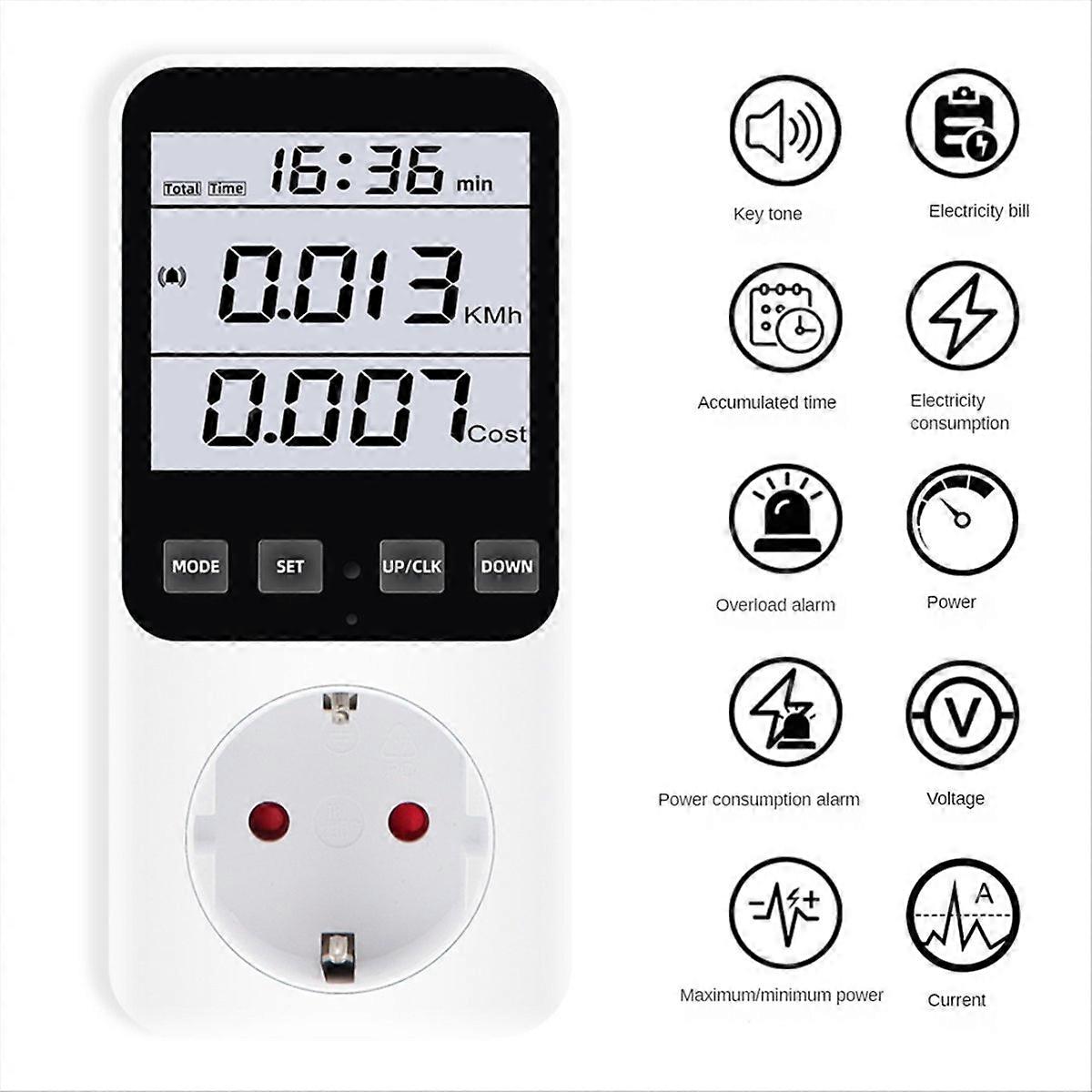 EU Plug,Digital Energy Meter Wattmeter AC230V Electricity Analyzer