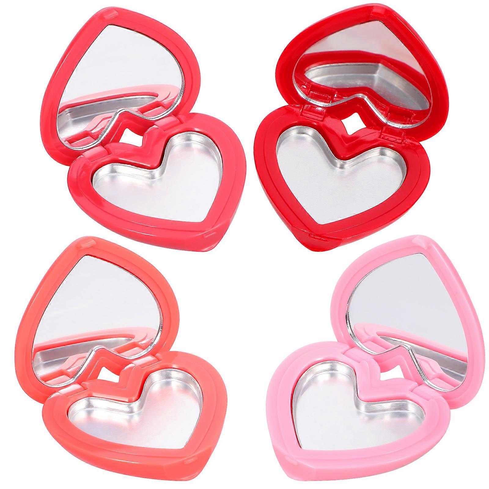4pcs Empty Inner Mirror Eyeshadow Box Heart Shaped Lipstick Container Cosmetics Cases