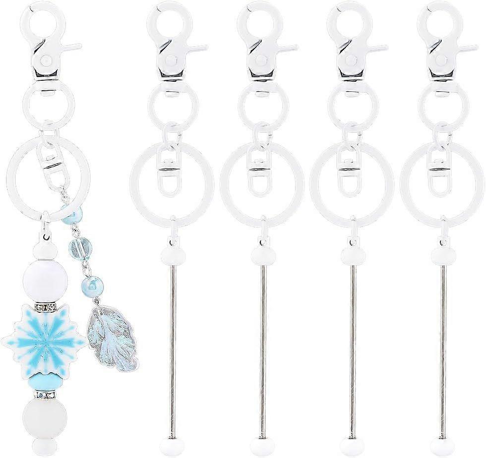 1 Box 12pcs 5.87in Metal Keychain Bar Beadable Keychain Kit Silver Alloy Beaded Keyrings Chain Blank with Key Rings and Clasps for Jewelry Making Bag 