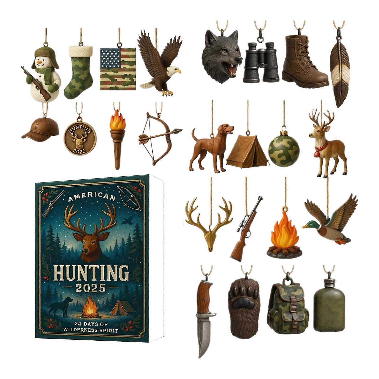 Christmas Advent Calendar 24Day Decorative Countdown Set with Reusable Festive Ornaments for Home