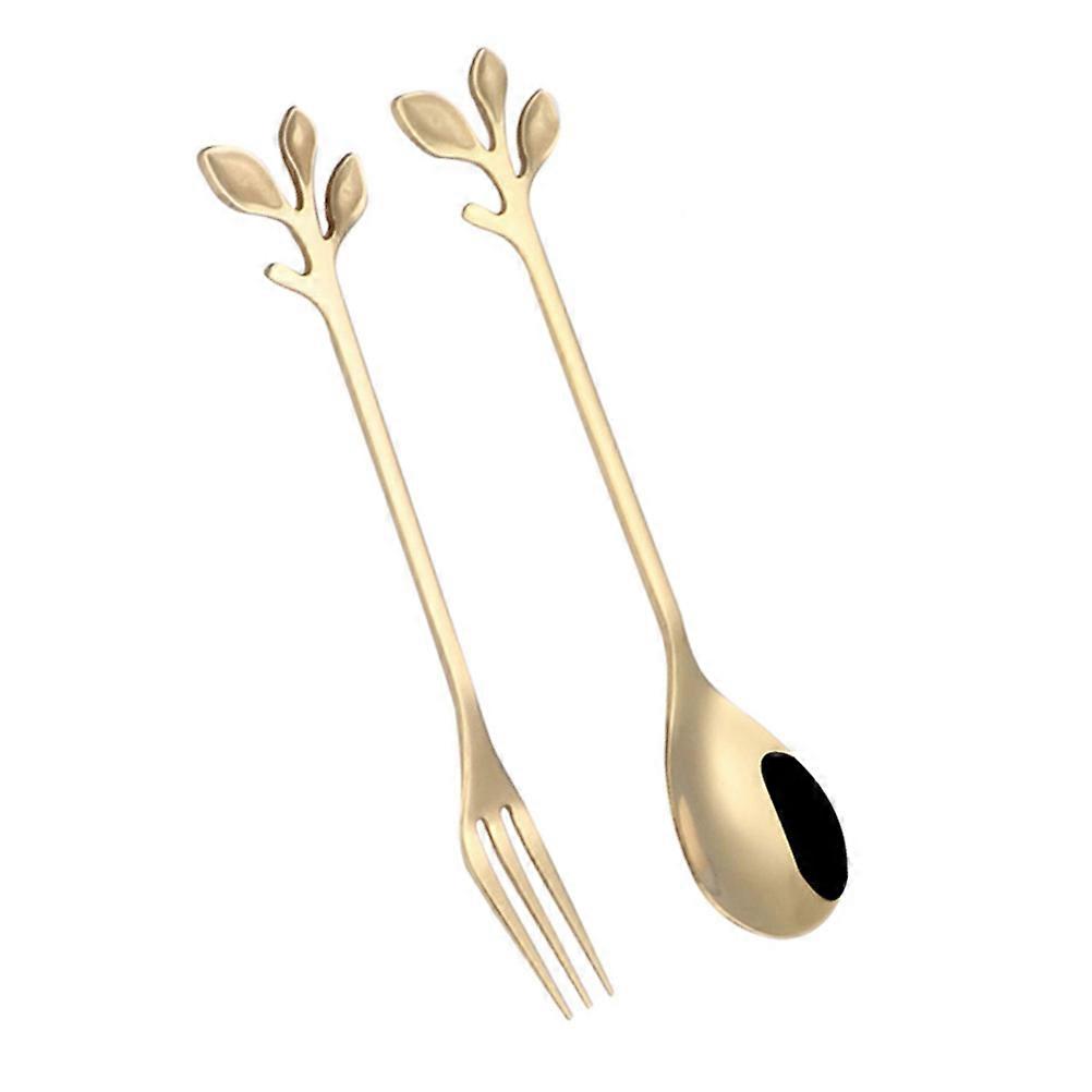Grapefruit Spoon Leaf Shape Stainless Steel Spoon for Eating Use 2Pcs