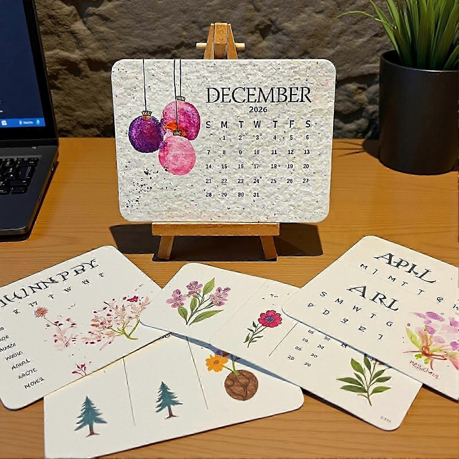 Calendario Da Scrivania 2026 Con Semi Piantabili - Eco-Friendly, Carta Riciclata, 12 Mesi, Design Con Tema Amore, Regalo Originale E Sostenibile
