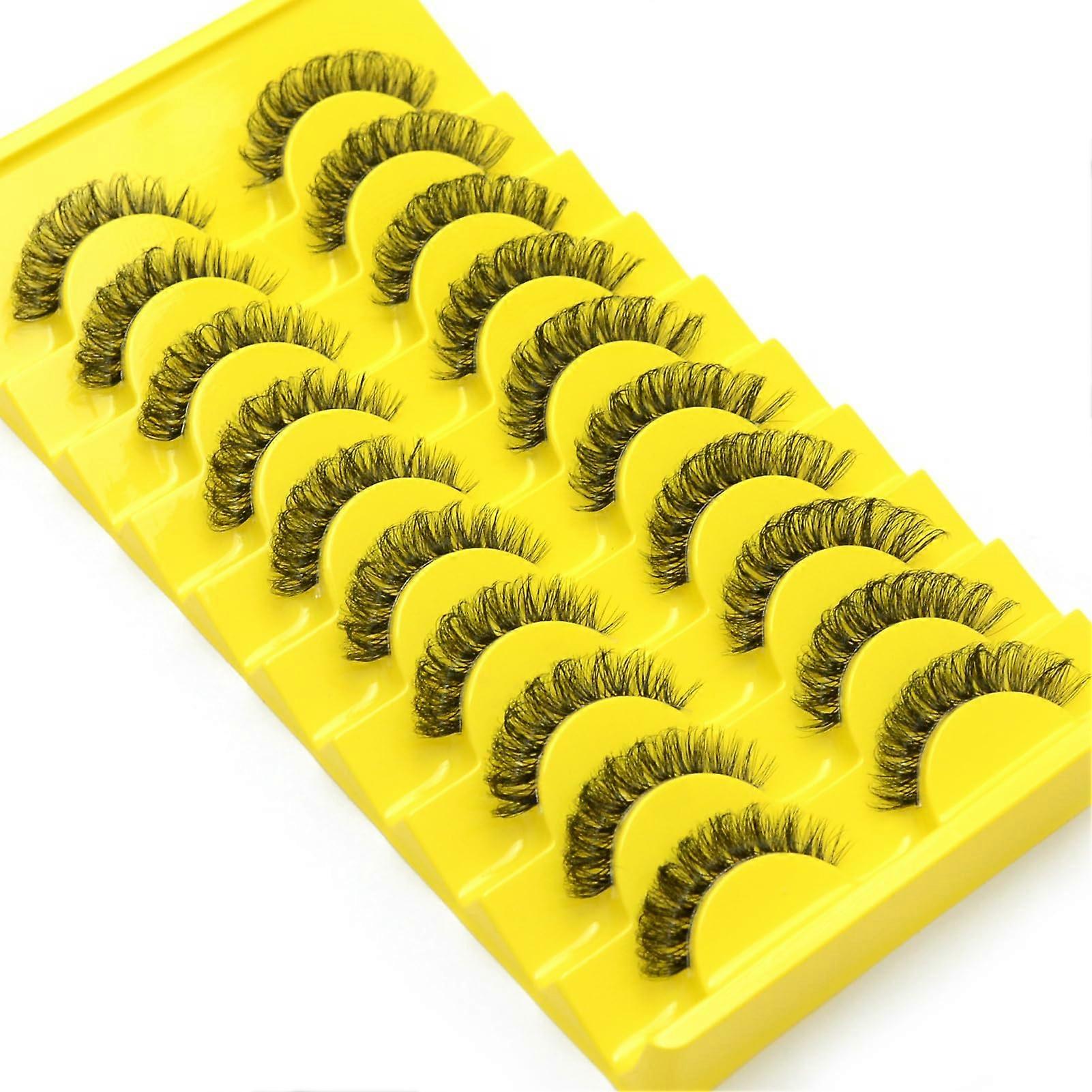 False Eyelashes 10 Pairs 3D Volume Wispy Fluffy Faux Mink Lashes Natural Lightweight Reusable