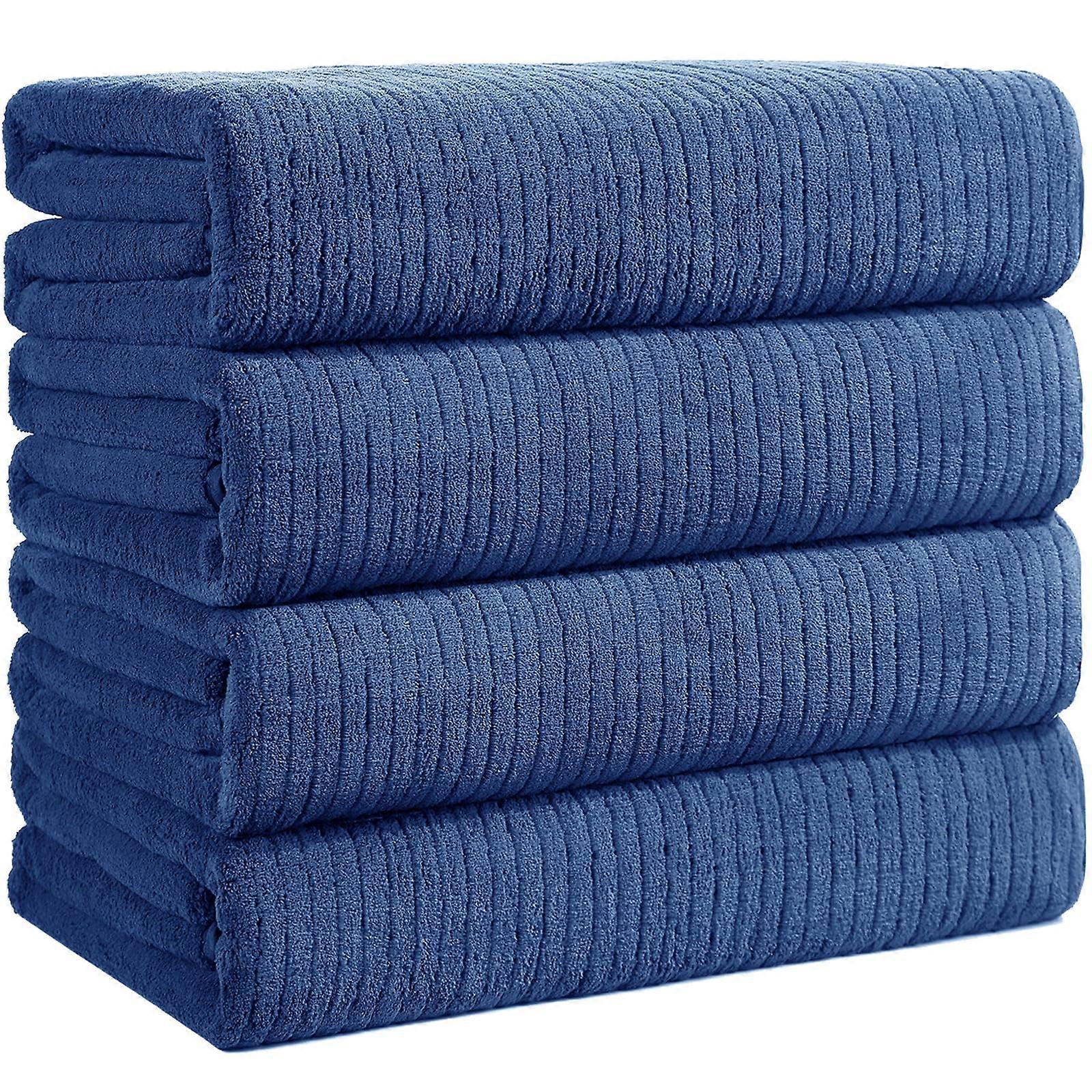Extra Large Microfiber Bath Towels Set of 4, Quick Dry and Ultra Soft Bath Sheets 35 x 70 Inches Blue