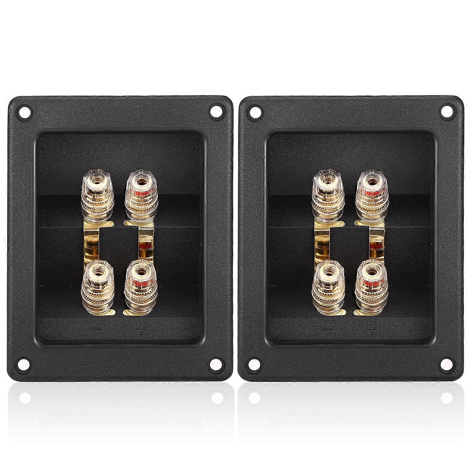 2PCS Rectangular 4Way Speaker Terminal Cup with GoldPlated Binding Post Connector for DIY Audio