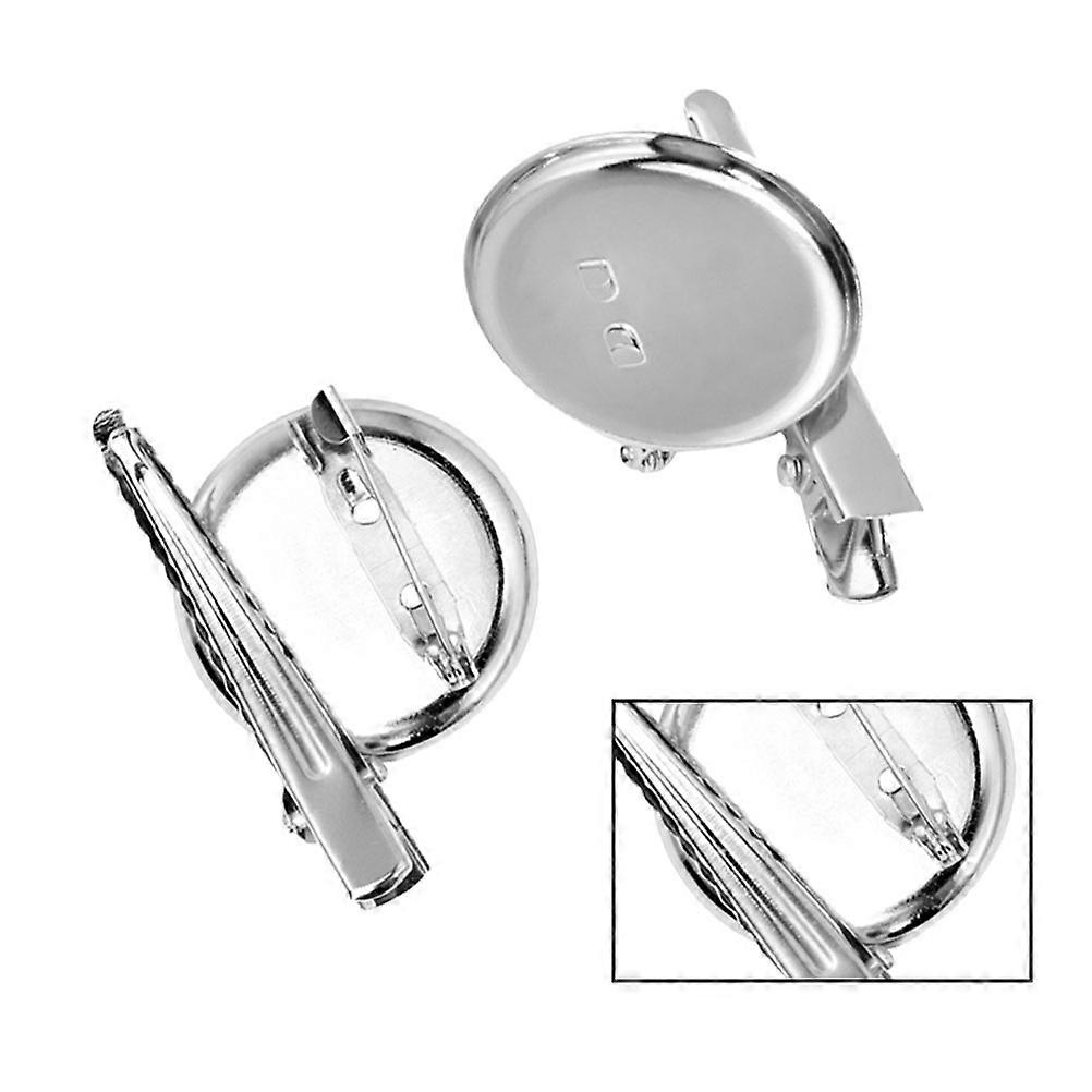 DIY Brooch Base with Clip Iron Tray for Jewelry Making Silver 2CM