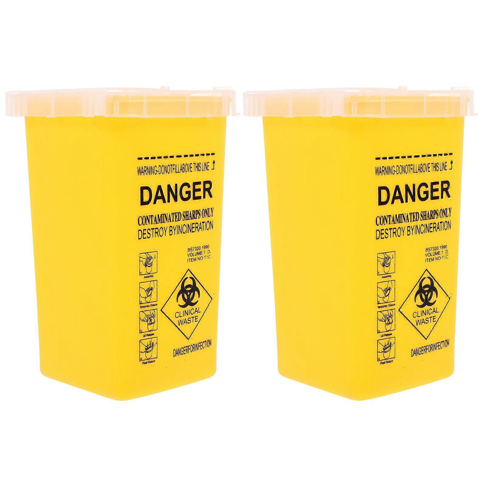 Sharps Container Plastic Disposal Boxes for Storage 2Pcs Multi-Function Buckets