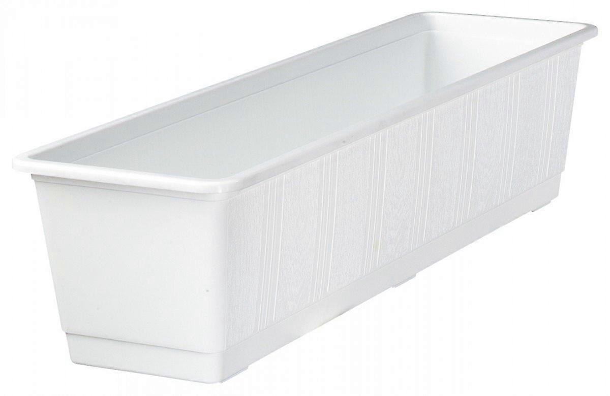 Flower Planter Box 100cm White Rectangular Outdoor Pot with Elegant Finish and Large Capacity