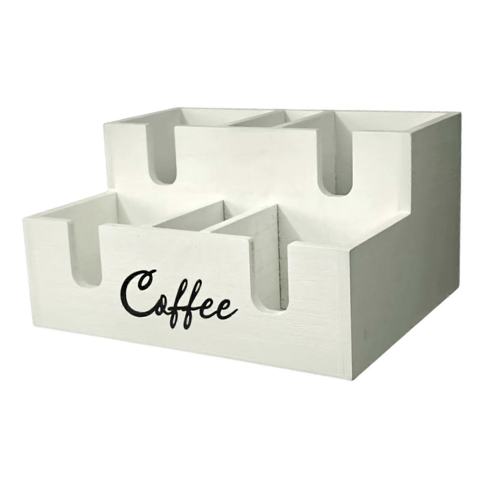 Coffee Station Organizer Multifunctional 6 Compartments Refillable Cup and