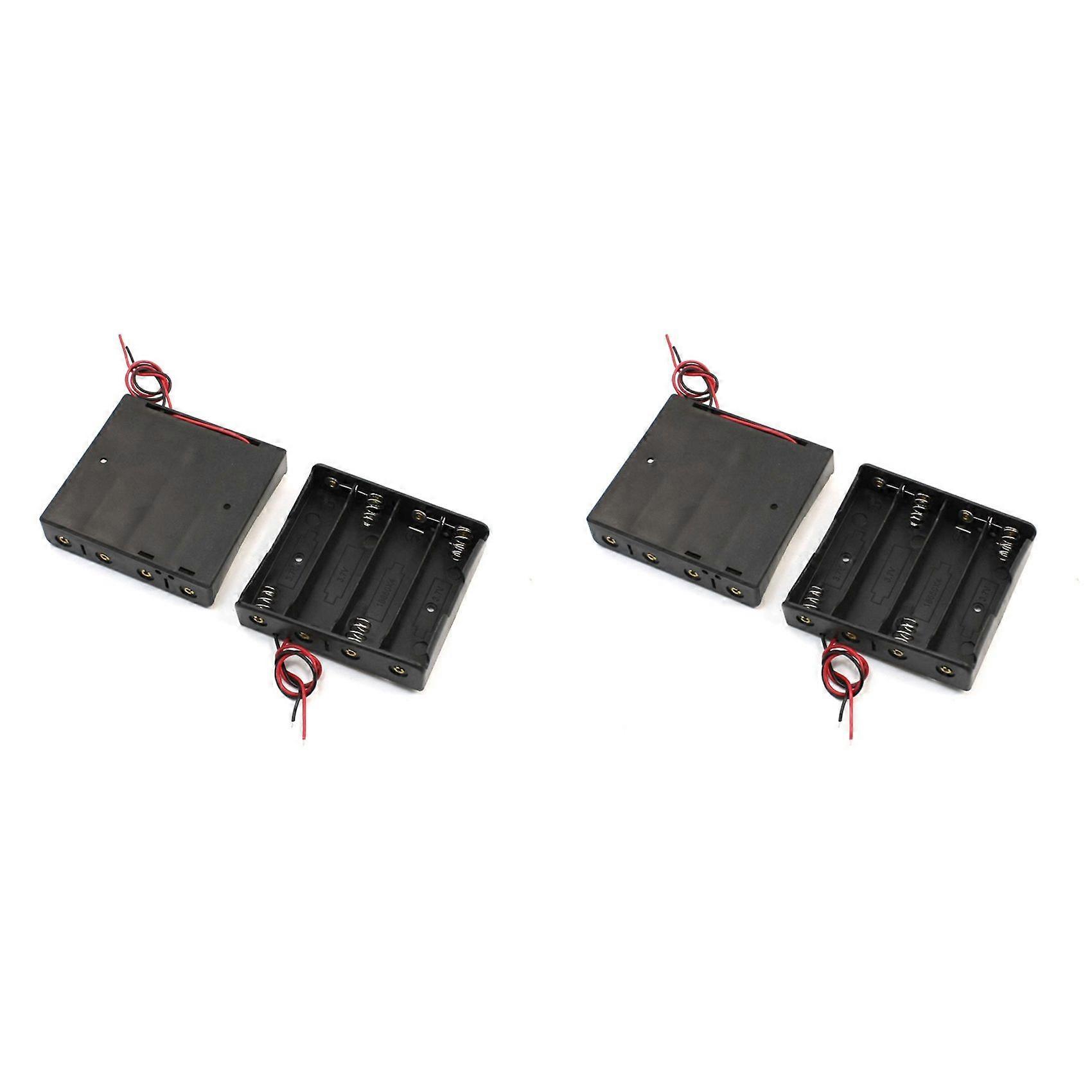 4pcs Plastic Storage Case 4x18650 3.7V Battery Holder W Wire Leads