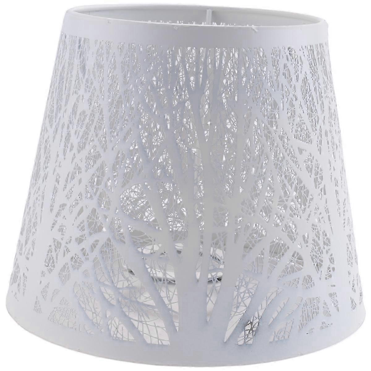 White Barrel Lamp Shade with Tree Pattern, for Table or Wall Light Fixture