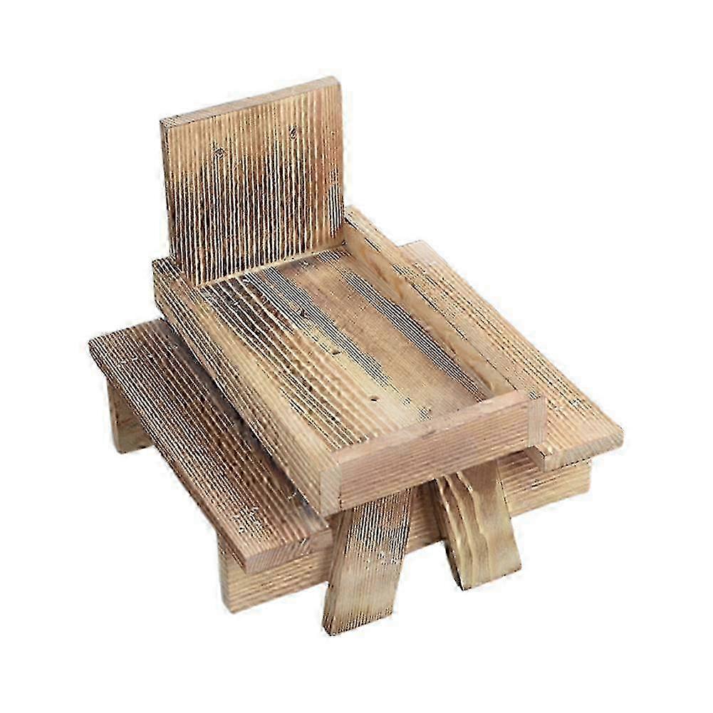 Squirrels Feeder Picnic Table Wood Chipmunk Feeder with Holder