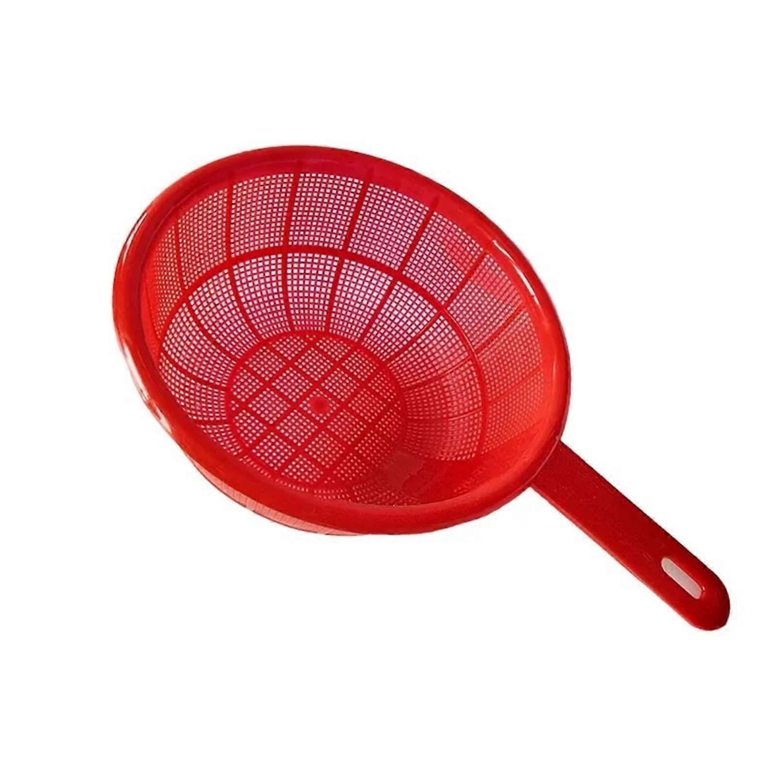 Plastic Colander with Long Handle BPA Strainer for Pasta Vegetables Rapid Drainage Red