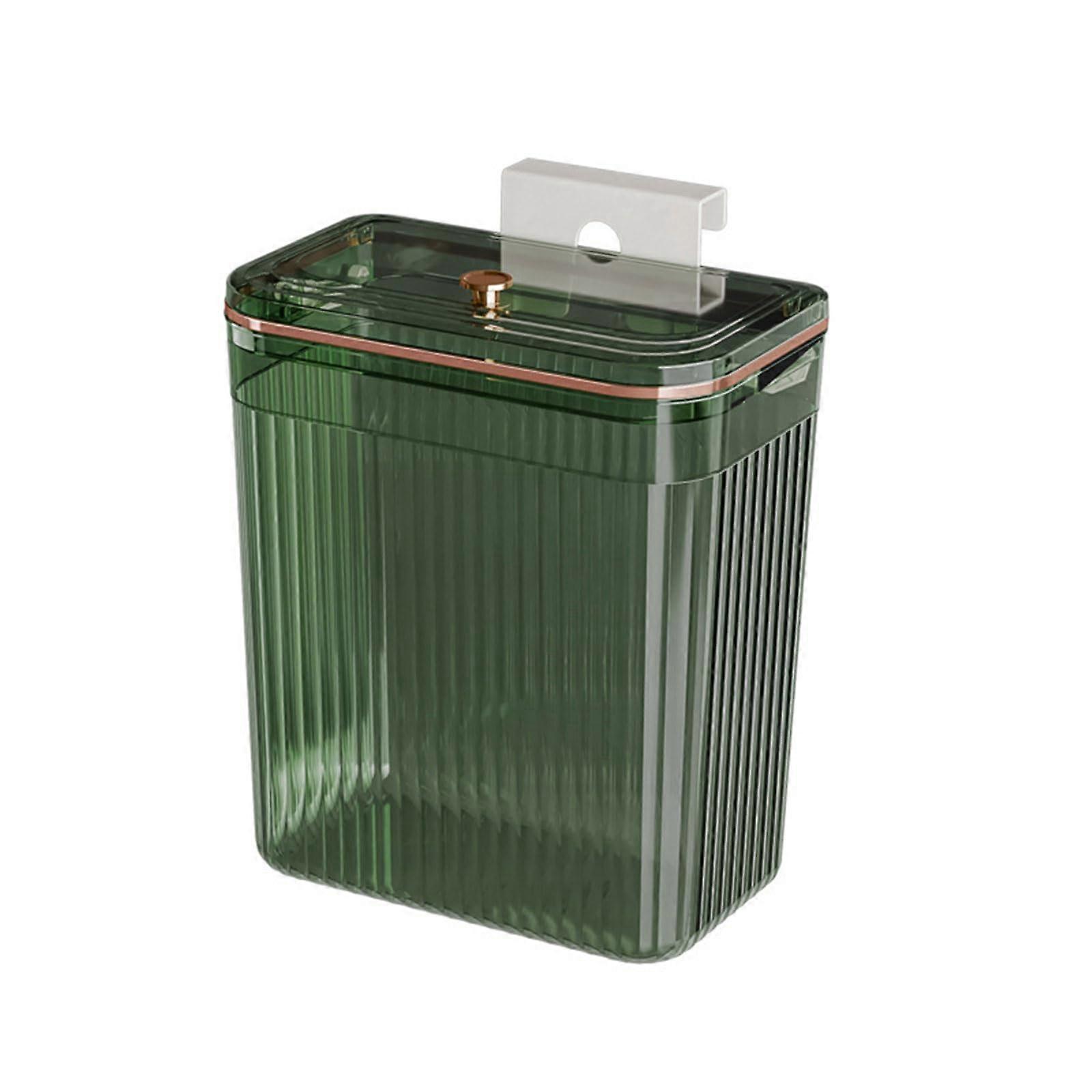 Wall Mounted Trash Can for Kitchen Space Saving Translucent Green Wastebasket Easy Clean