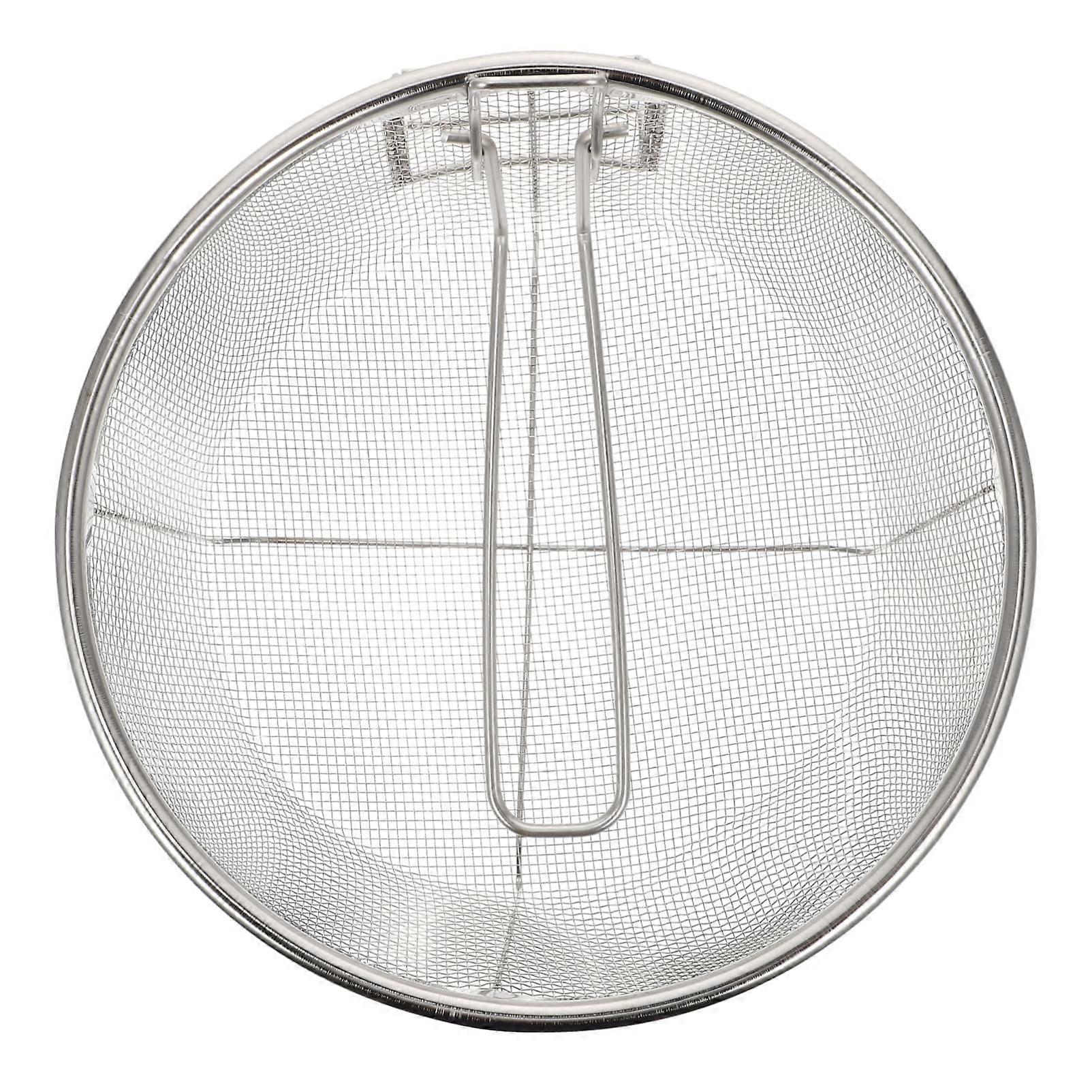 Stainless Steel Round Frying Basket with Long Handle, Foldable Design for MultiPurpose Cooking