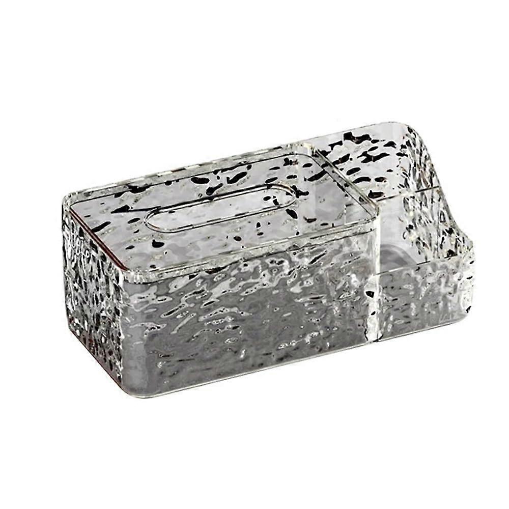 Collapsible Transparent Tissue Box Holder for Living Room and Desktop Storage Gris