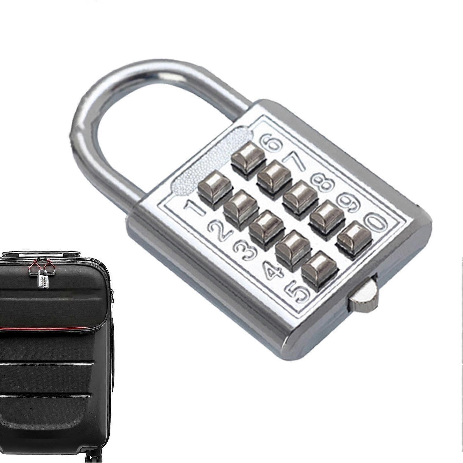 Combination Padlock with Advanced Password Security, Resettable 4Digit Metal Locker Lock Silver