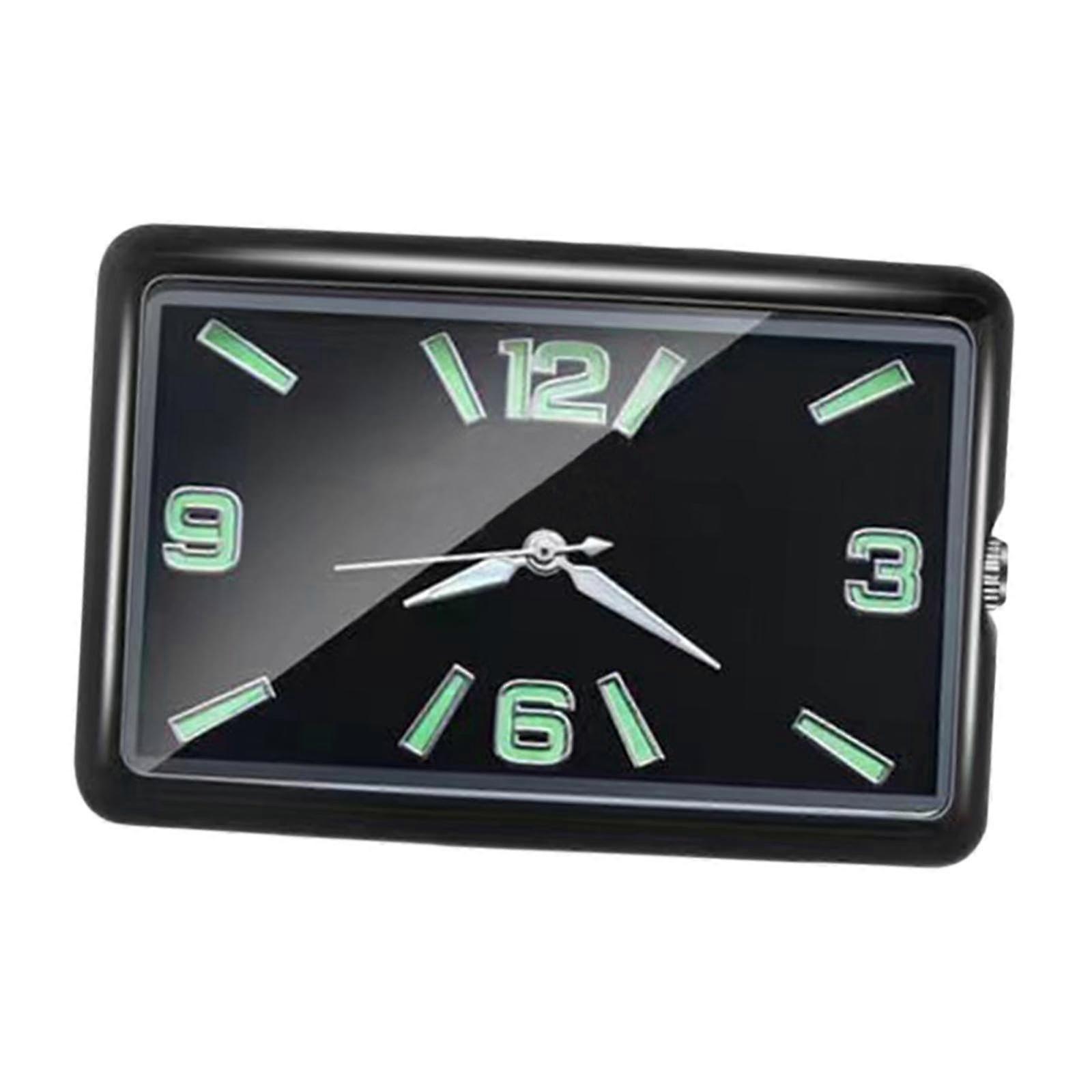 Car Dashboard Clock with Luminous Night Display, Mini Quartz Analog, Easy Adhesive Mount, Black