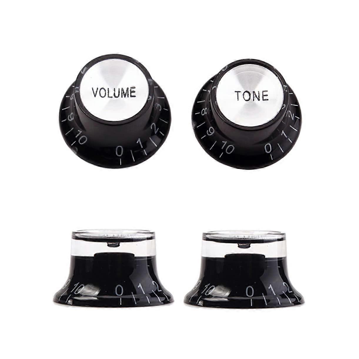 Aluminum Electric Guitar Knobs for Bass – Black Control Knobs, Durable, Easy Volume Adjustment, 2pcs