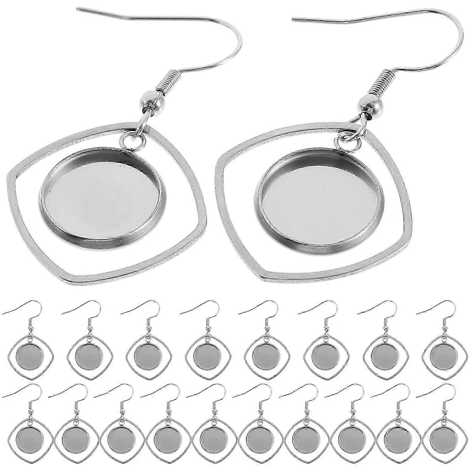 Stainless Steel Earring Hooks Bezel for DIY Earring Making 20Pcs Silver Set
