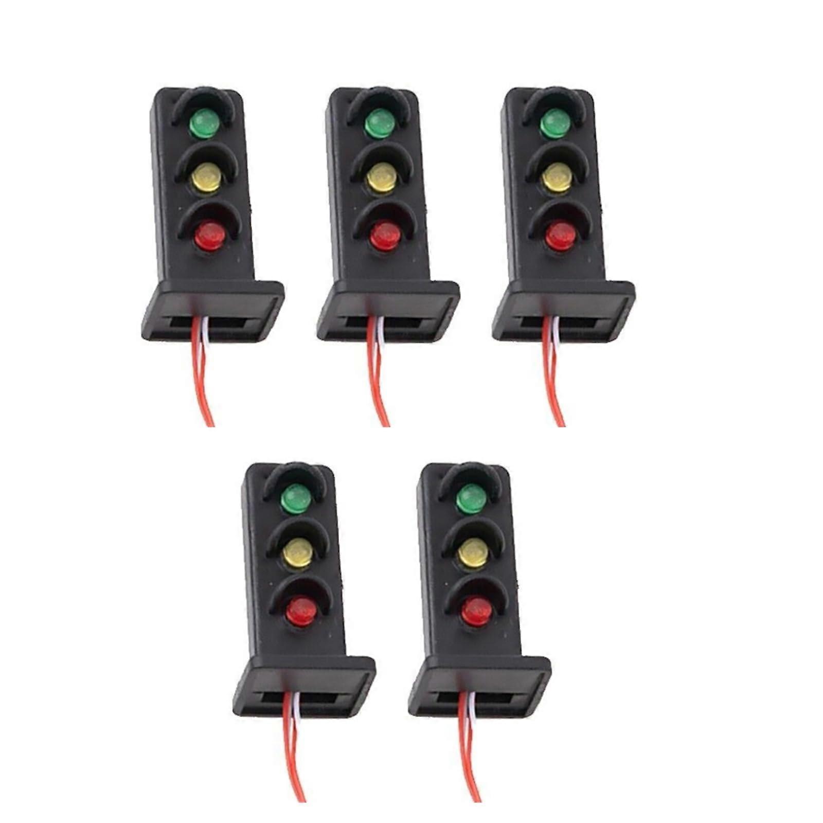HO Scale LED Railway Signal Lights 3Light Vertical Block 1:87 Model Train Layout 5Pack