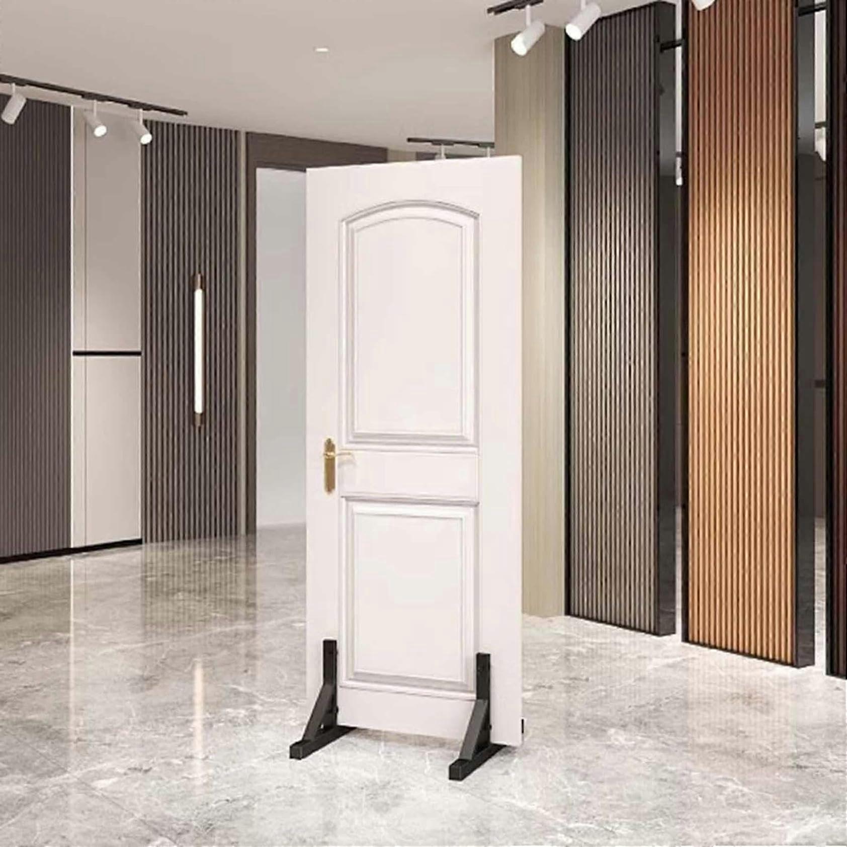 Adjustable Metal Tile Display Rack with Triangular Stable Structure, Black Large Sample Board Stand for Marble Slabs