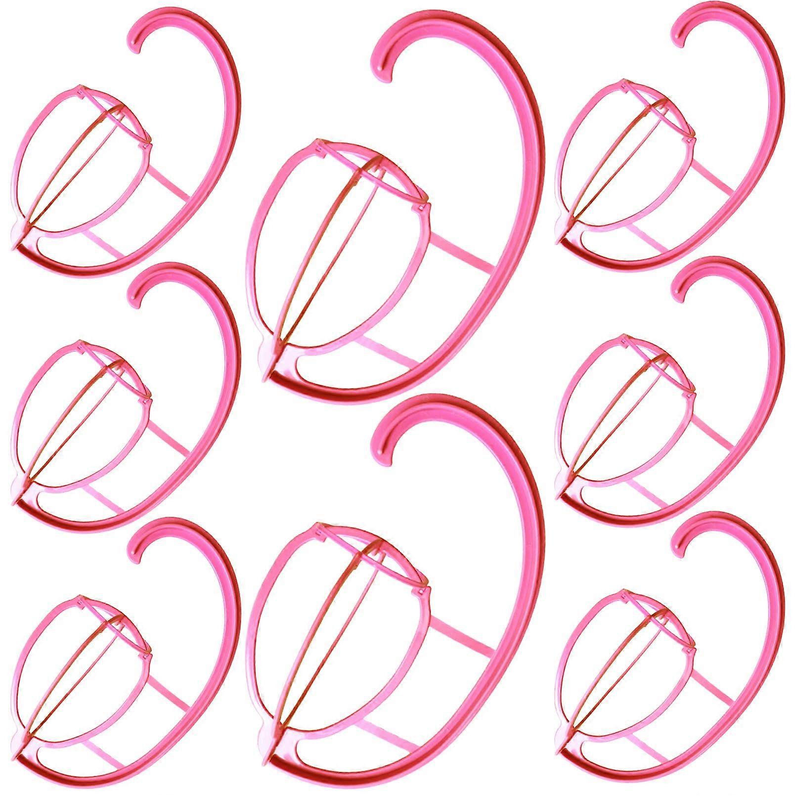 8 Pack Pink Wig Stand and Holder Set, Foldable Hanging Design, Durable Resin for Storage