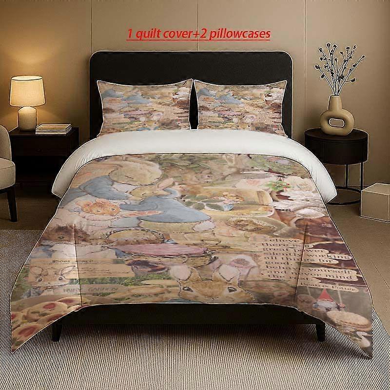 Cozy Country Style Peter Rabbit Collage Pattern Bedding Set Soft and Comfortable Bedding Set Suitable for All Seasons