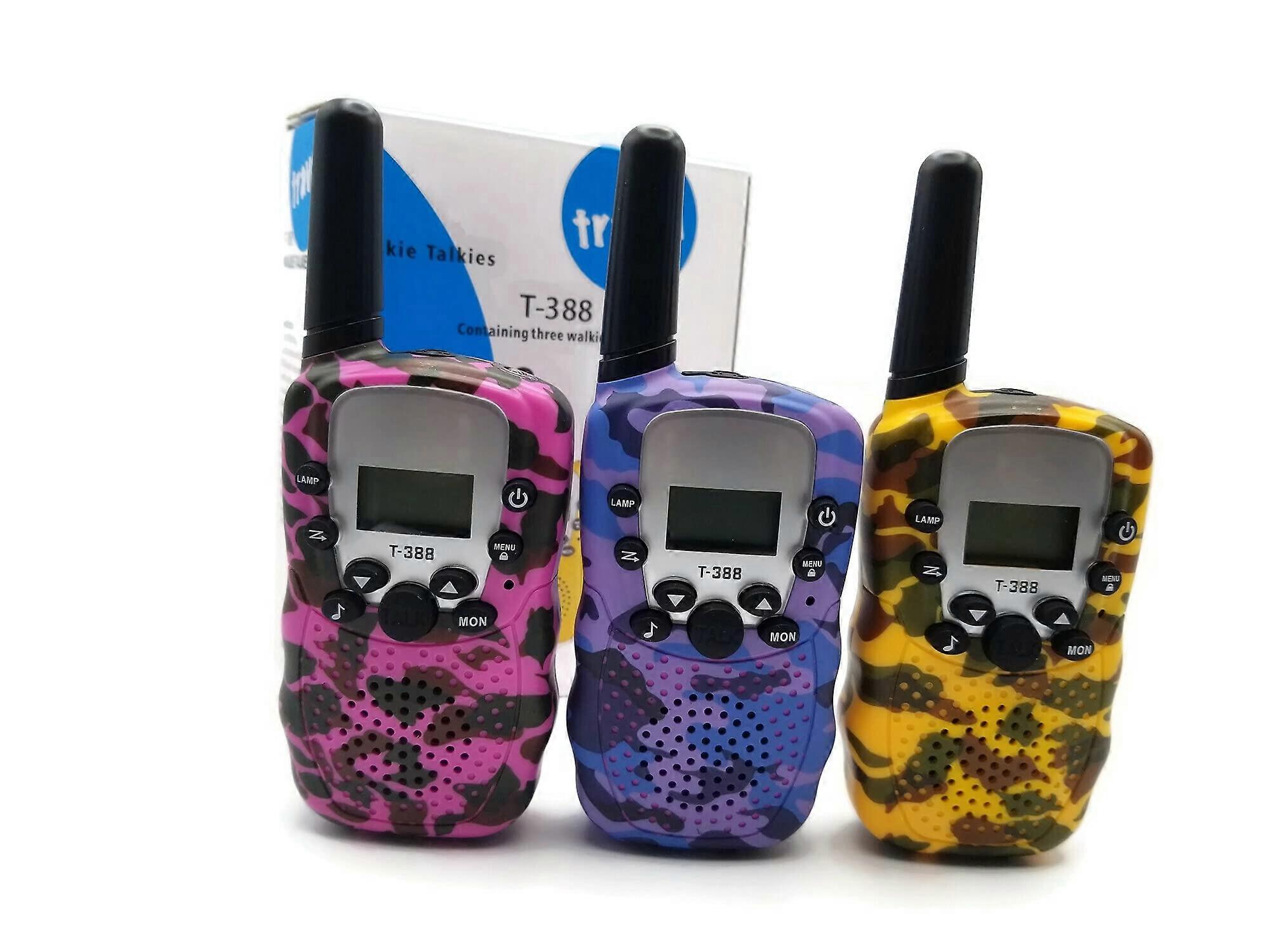 Kids Walkie Talkies 3 Pack Long Range 22 Channels Two Way Radios with Flashlight for Camping