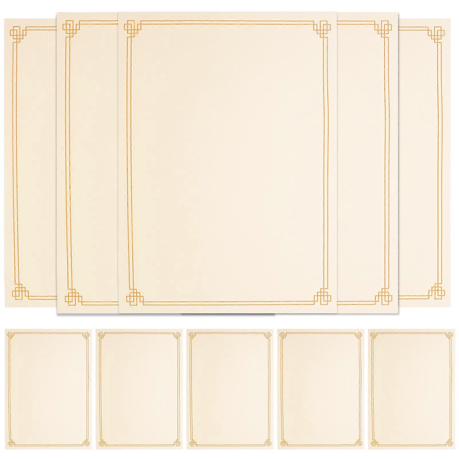 Certificate Paper Blank Writable Paper for Office School Use 10Pcs Beige