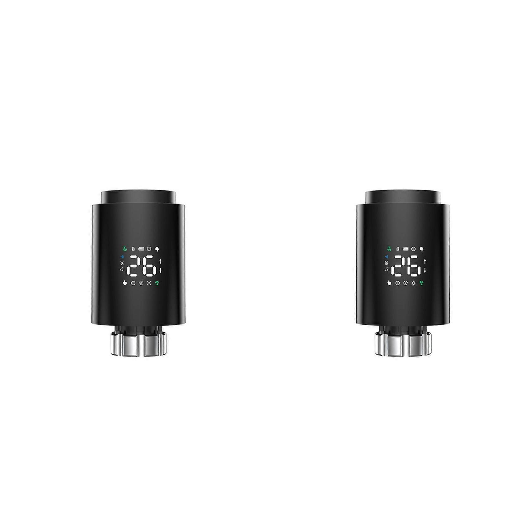 Lot de 2 actionneurs de radiateur Tuya Smart ZigBee TRV programmables avec télécommande via application, noirs